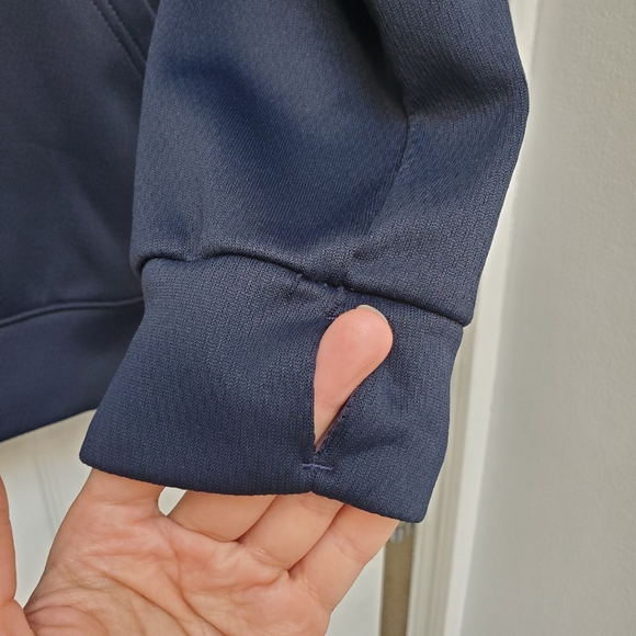 Adidas Women's Originals Shine Logo Navy Blue Mesh lining sweatshirt size Large - Picture 6 of 10